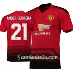 Camisolas de Futebol Manchester United Ander Herrera 21 Equipamento Principal 2018/19 Manga Curta